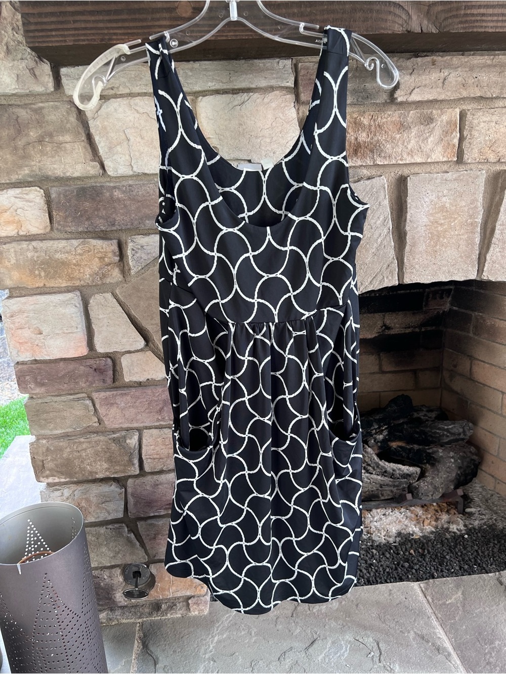Saint Tropez Black & White Geometric Tank Dress with Pockets Small